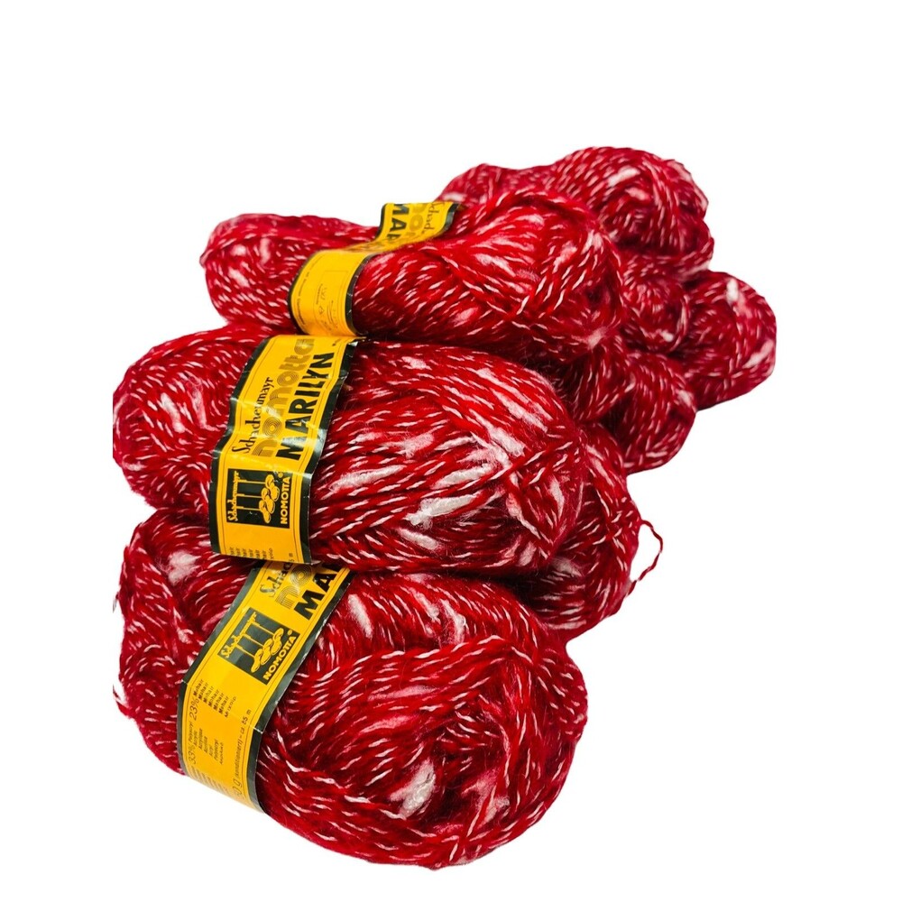 SCHACHENMAYR NOMOTTA MARILYN YARN MOHAIR VISCOSE 8 50g SKEINS RED W/ WHITE - Picture 2 of 12